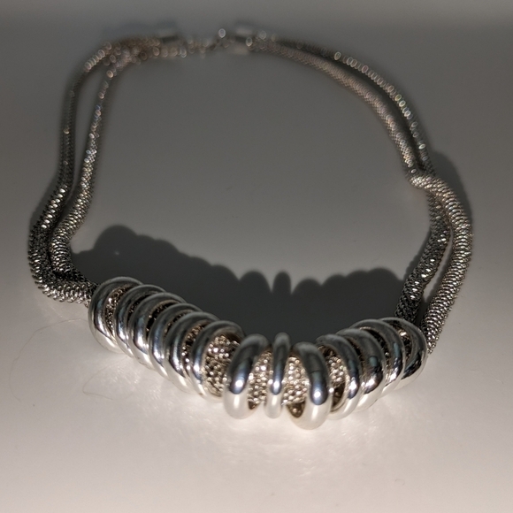 Chunky Rope Silver Serpentine Beaded Necklace - Picture 4 of 4